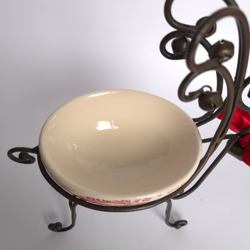 Silvestri Metal Reindeer Ceramic Paisley Serving Dip Bowl Christmas‎ Holiday - Picture 15 of 15